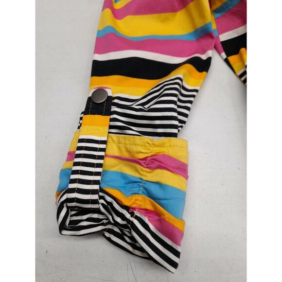 AMX Womens Pink Zip Up Long Sleeve Jacket Stripted Colorfull Rainbow S - Picture 7 of 11